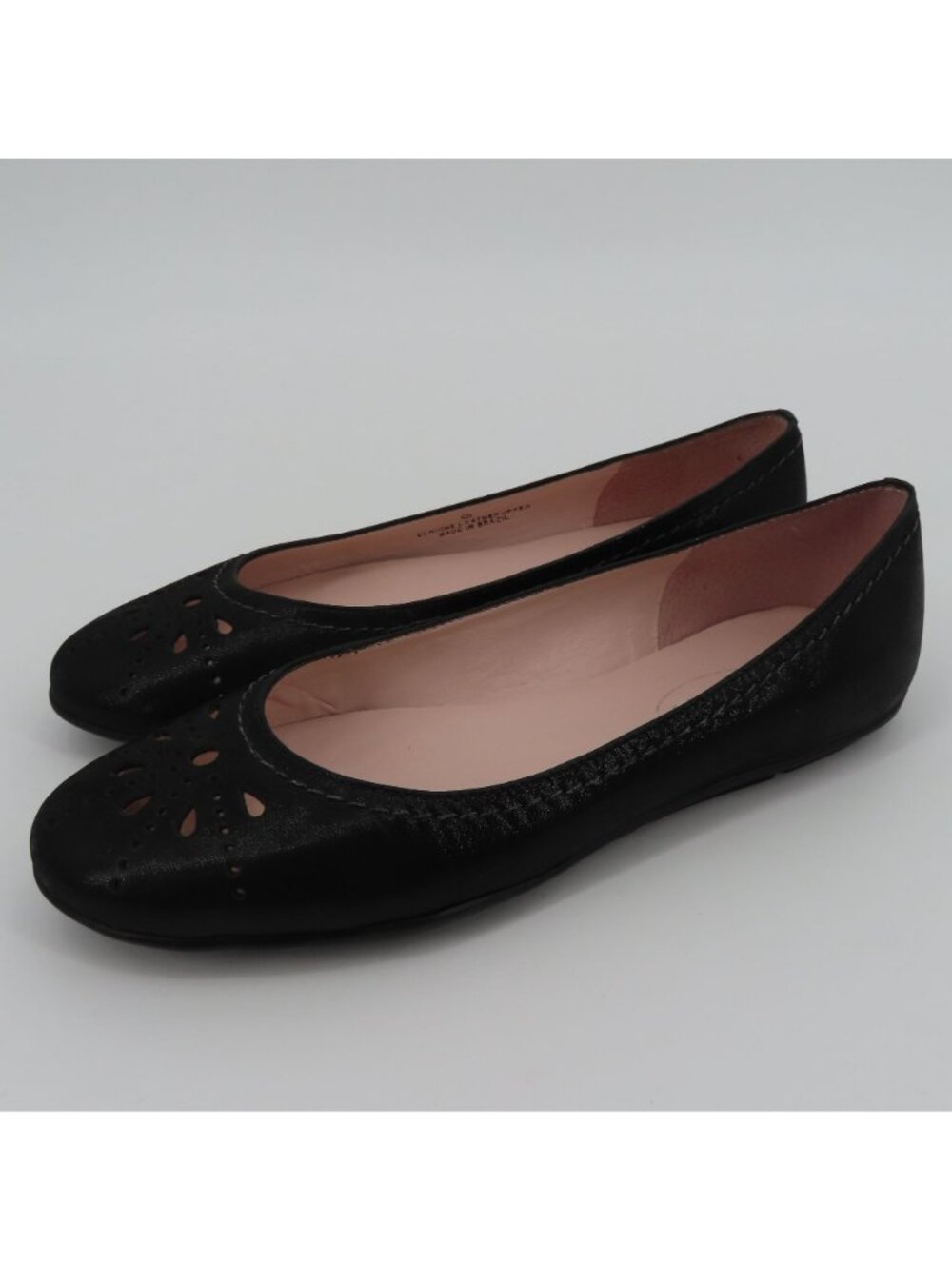 Talbots Women 6 B Shimmer Black Leather Cut Out Round Toe Ballet Flats Shoes - Picture 10 of 11